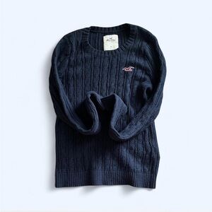 Hollister Dark Blue Cable Knit Sweater